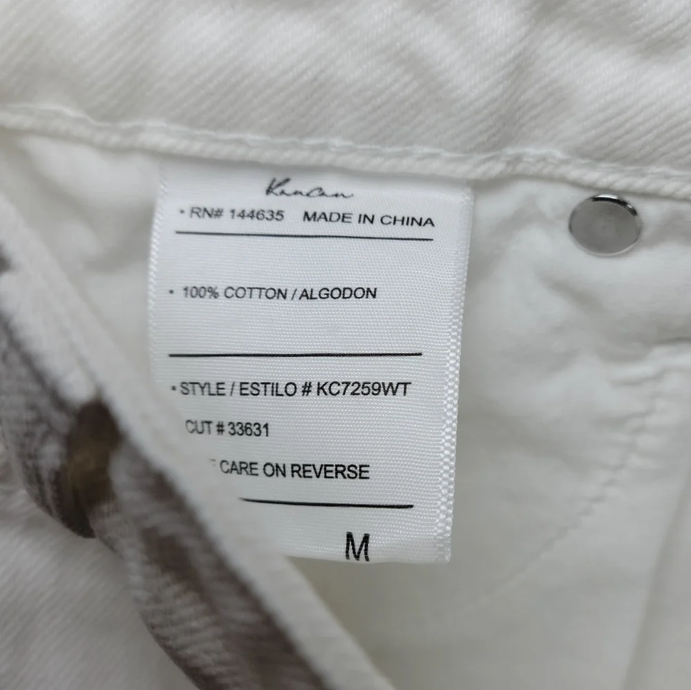 KanCan You Only Live Once White Denim Distressed High Rise Shorts Size Medium - Picture 5 of 8